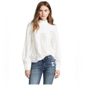 FRAME Lace Embroidered Blouse in Off White, Size M. EUC